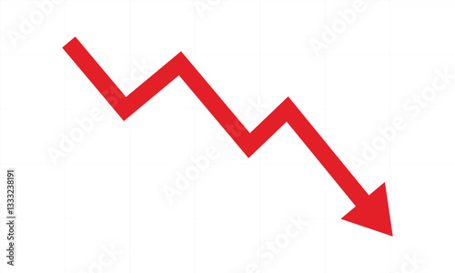 Declining Trend. Red Chart Graph Shows a Negative Market Shift