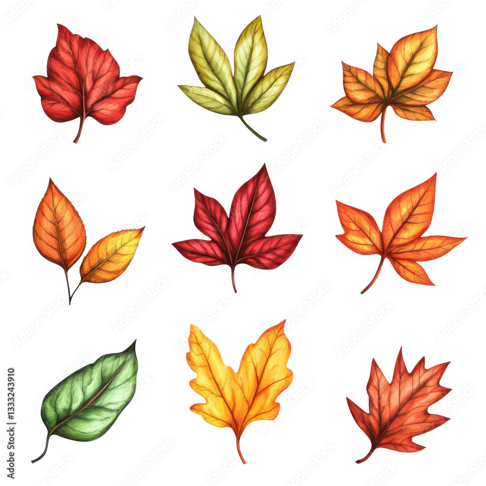 Obraz premium Vibrant collection of autumn leaves in various colors