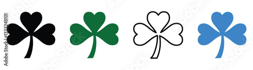 three leaf clover icon. green floral symbol. shamrock icon. green clover icon. vector illustration on transparent background. 