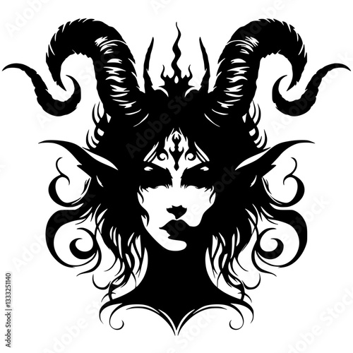 Creepy devil woman silhouette
