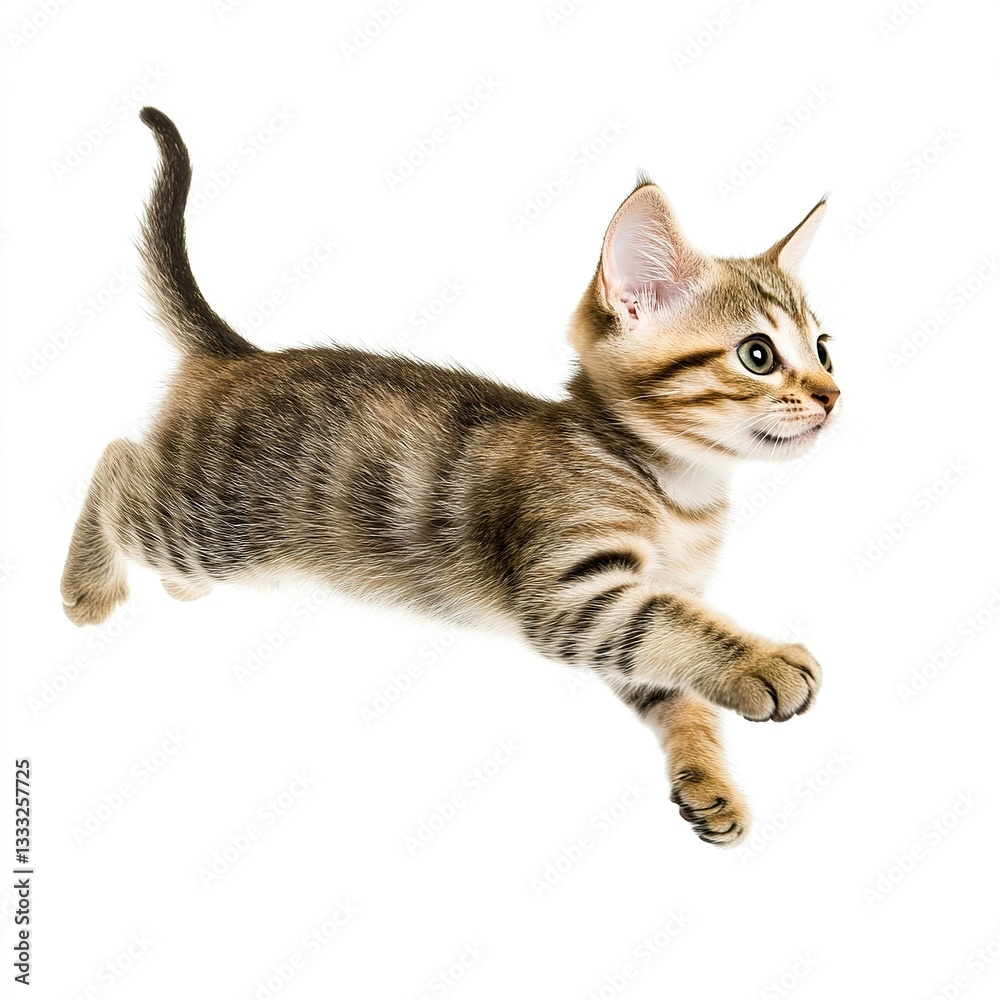 Obraz premium A Cute cat running, on a white background