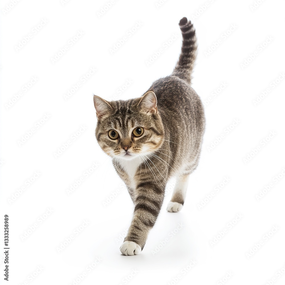 Fototapeta premium A Cute cat walking, on a white background