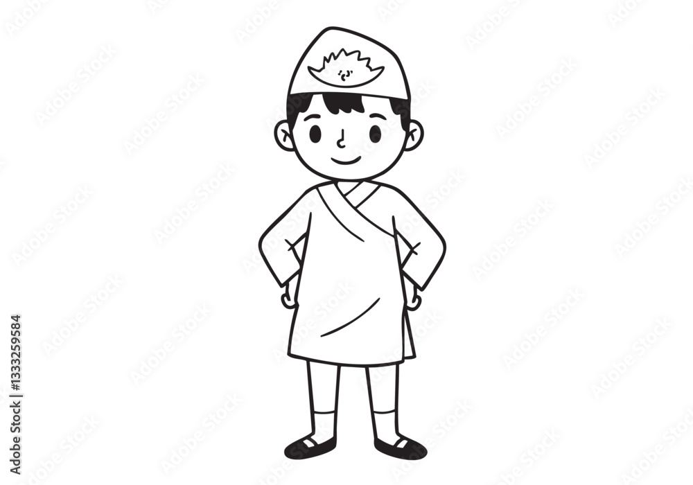 Traditional Nepali National Dress Sketch – A Cultural Representation of Heritage