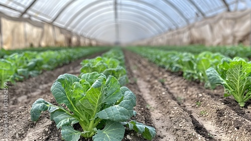 Beautiful vegetable garden flourishing with fresh produce in a climate-controlled environment for healthy growth