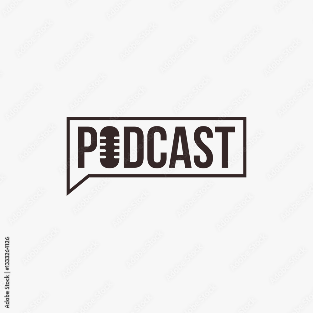Simple Podcast logo with microphone and bubble chat vector Simple Podcast logo with microphone and bubble chat vector