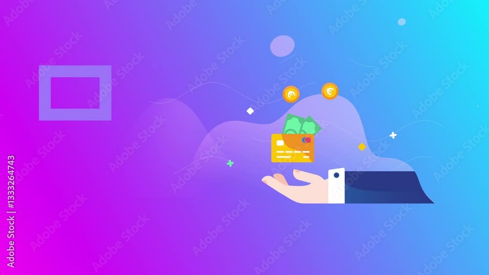 Credit Card Payment and Financial Transaction - Animated Illustration Credit Card Payment and Financial Transaction - Animated Illustration