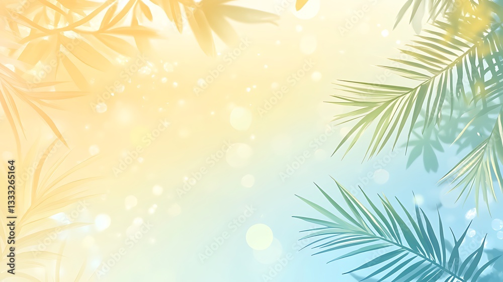 Sunlight Palm Leaves with Tropical Bokeh, Nature Sunlight effect with palm tree, palm tree with summer vive. Sunlight Palm Leaves with Tropical Bokeh, Nature Sunlight effect with palm tree, palm tree with summer vive.