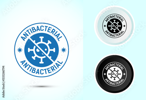 Antibacterial icon design illustration, Hygiene label symbol for product packaging, Color black and white