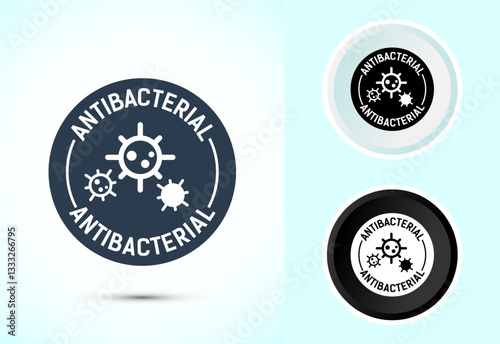 Antibacterial icon design illustration, Hygiene label symbol for product packaging, Color black and white