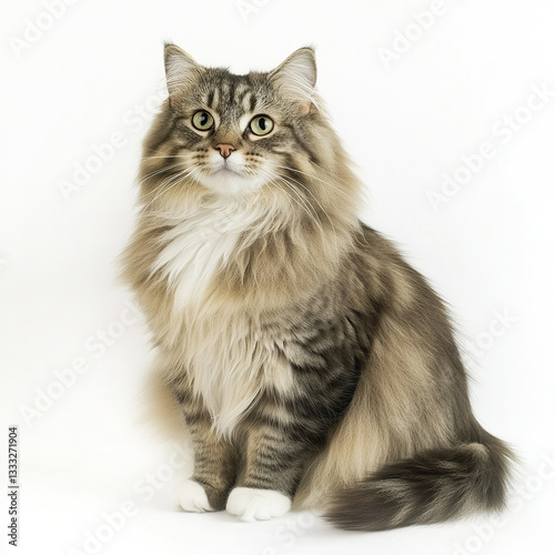 fluffy Ragamuffin cat sitting gracefully with soft expression