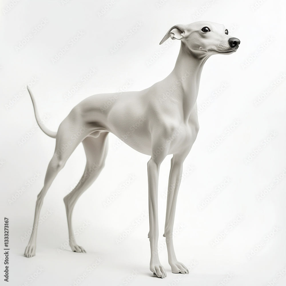 graceful whippet standing elegantly on white background graceful whippet standing elegantly on white background