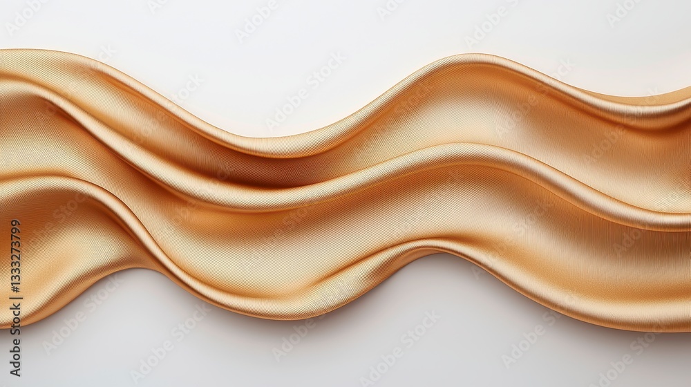 Fototapeta premium Abstract Gold Fabric Wave on White Background