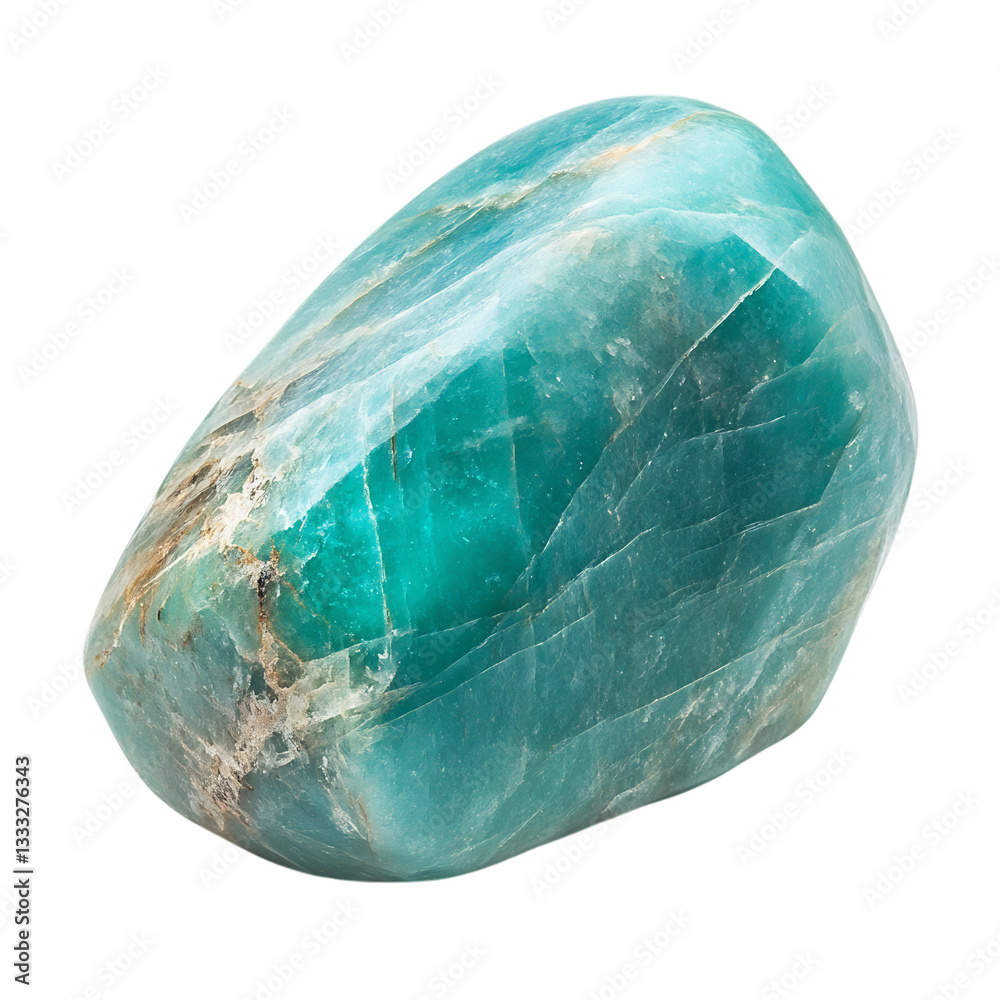 A Polished Amazonite Piece with Bright Teal Blue Isolated on Transparent Background A Polished Amazonite Piece with Bright Teal Blue Isolated on Transparent Background