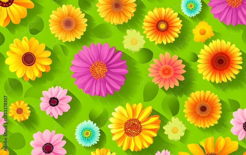 Vibrant Colorful Flower Meadow Seamless Pattern Vibrant Colorful Flower Meadow Seamless Pattern