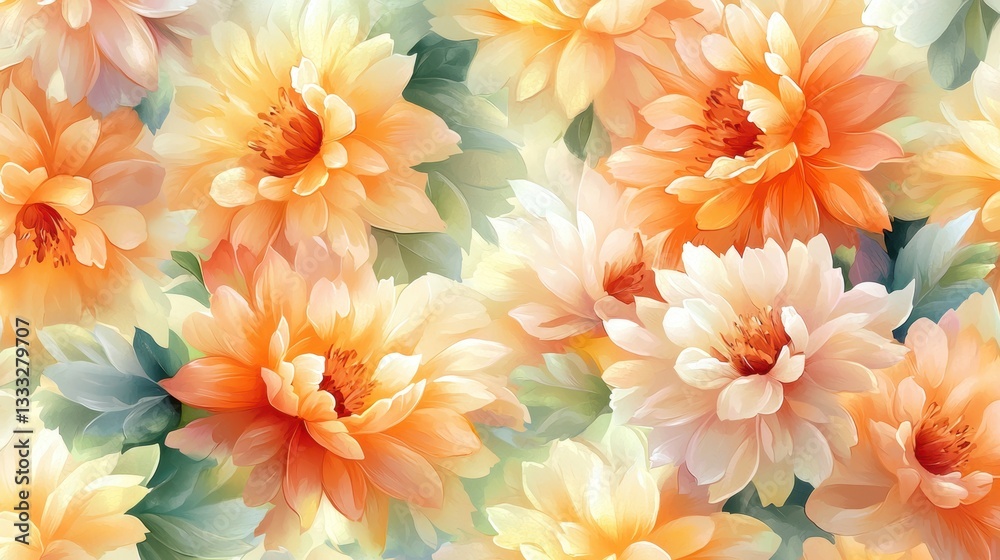 Obraz premium Vibrant floral arrangement nature studio digital art bright environment close-up view aesthetic beauty
