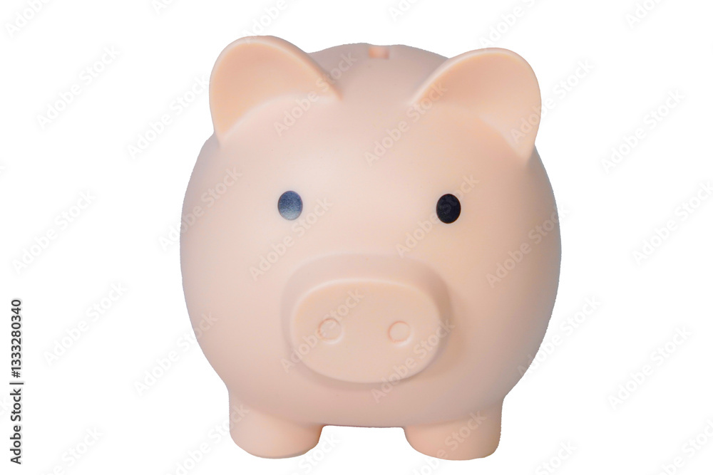 Classic piggy bank in soft pastel color, financial planning, budgeting, smart saving strategy concept
