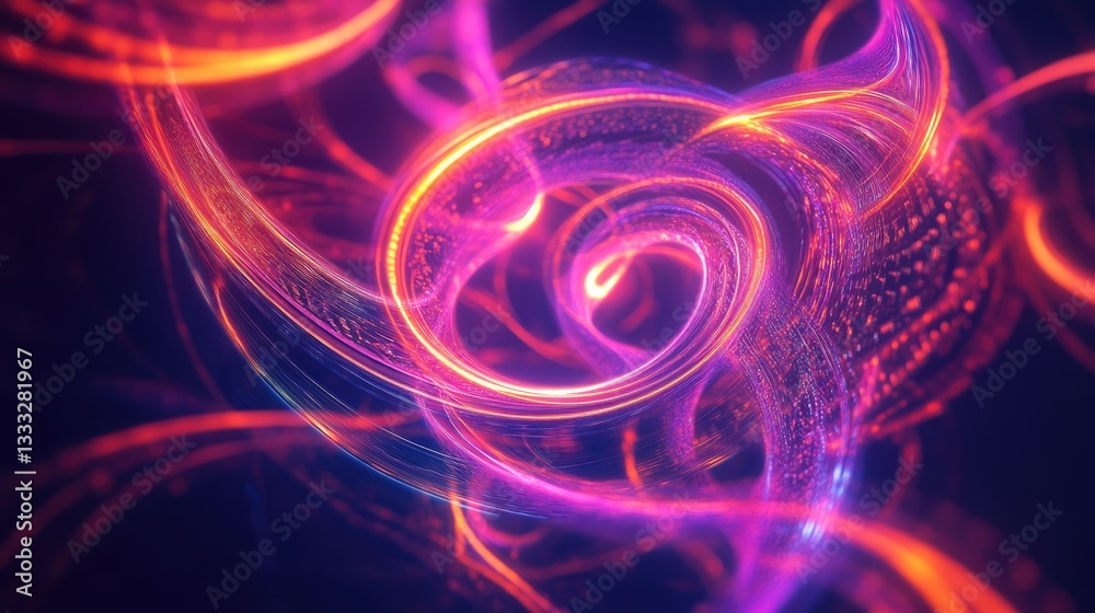 Fototapeta premium Vibrant Abstract Digital Swirls of Light in Vivid Colors with Energetic Motion and Twirling Patterns