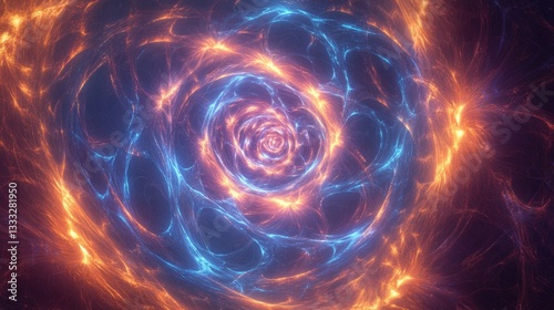 Obraz na płótnie Abstract swirling pattern with blue and orange light energy forming a mesmerizing spiral shape in a cosmic background w salonie