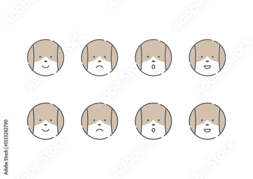 ビーグル犬のシンプル&手描き風アイコン