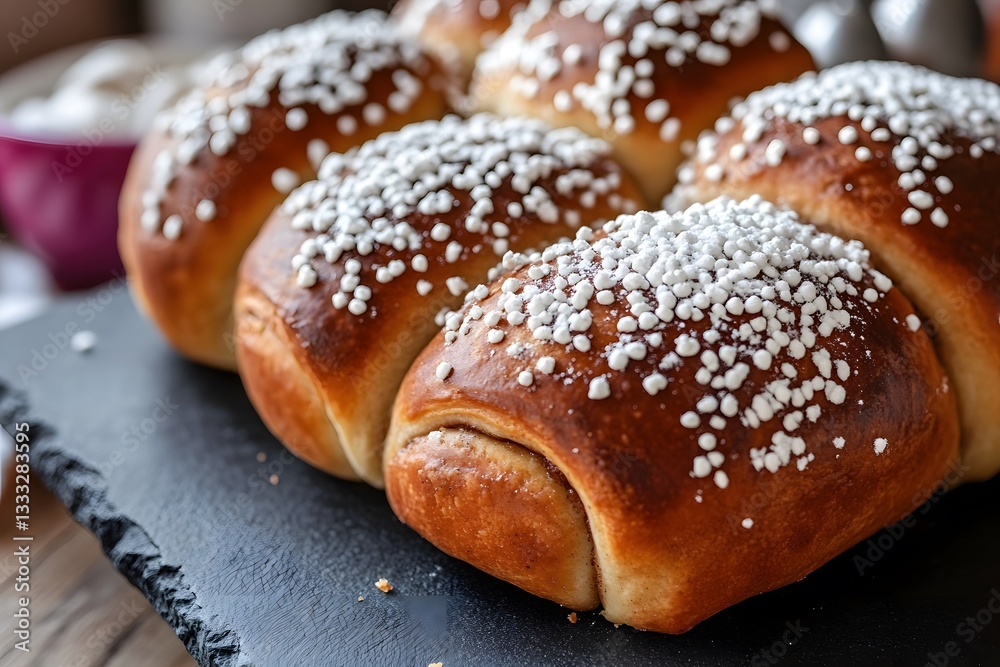 Delicious Cinnamon Buns with Pearl Sugar Topping Delicious Cinnamon Buns with Pearl Sugar Topping