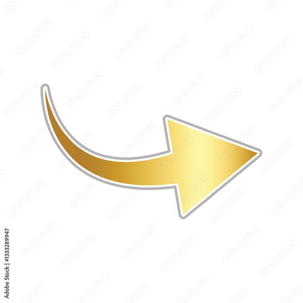 Golden Curved Arrow Icon Vector Illustration Golden Curved Arrow Icon Vector Illustration
