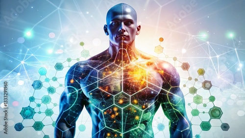 Anabolic vs. Catabolic Metabolism: Double Exposure Diagram Illustration