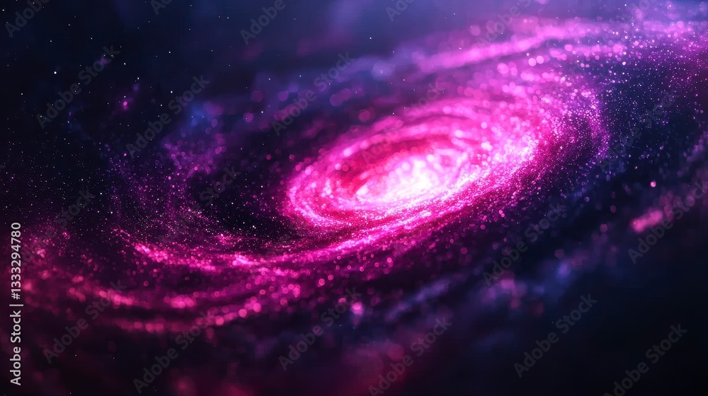 Fototapeta premium Pink and Purple Spiral Galaxy in Dark Space
