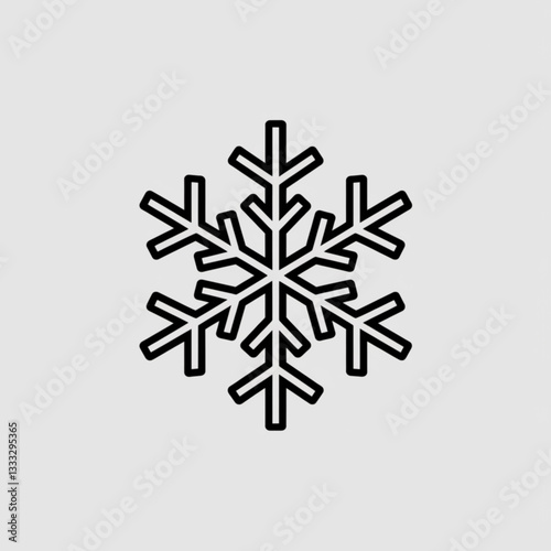 Black snowflake icon isolated on gray background symbolizing winter cold temperature icy weather and seasonal design