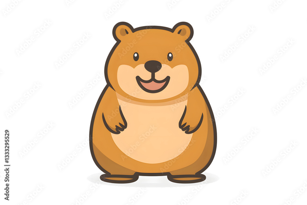 Obraz premium A cheerful cartoon groundhog with a friendly smile perfect for spring themes and seasonal desi