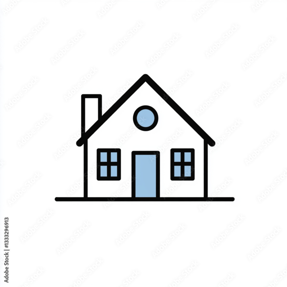 Flat design house symbol with triangular roof and centered window Flat design house symbol with triangular roof and centered window