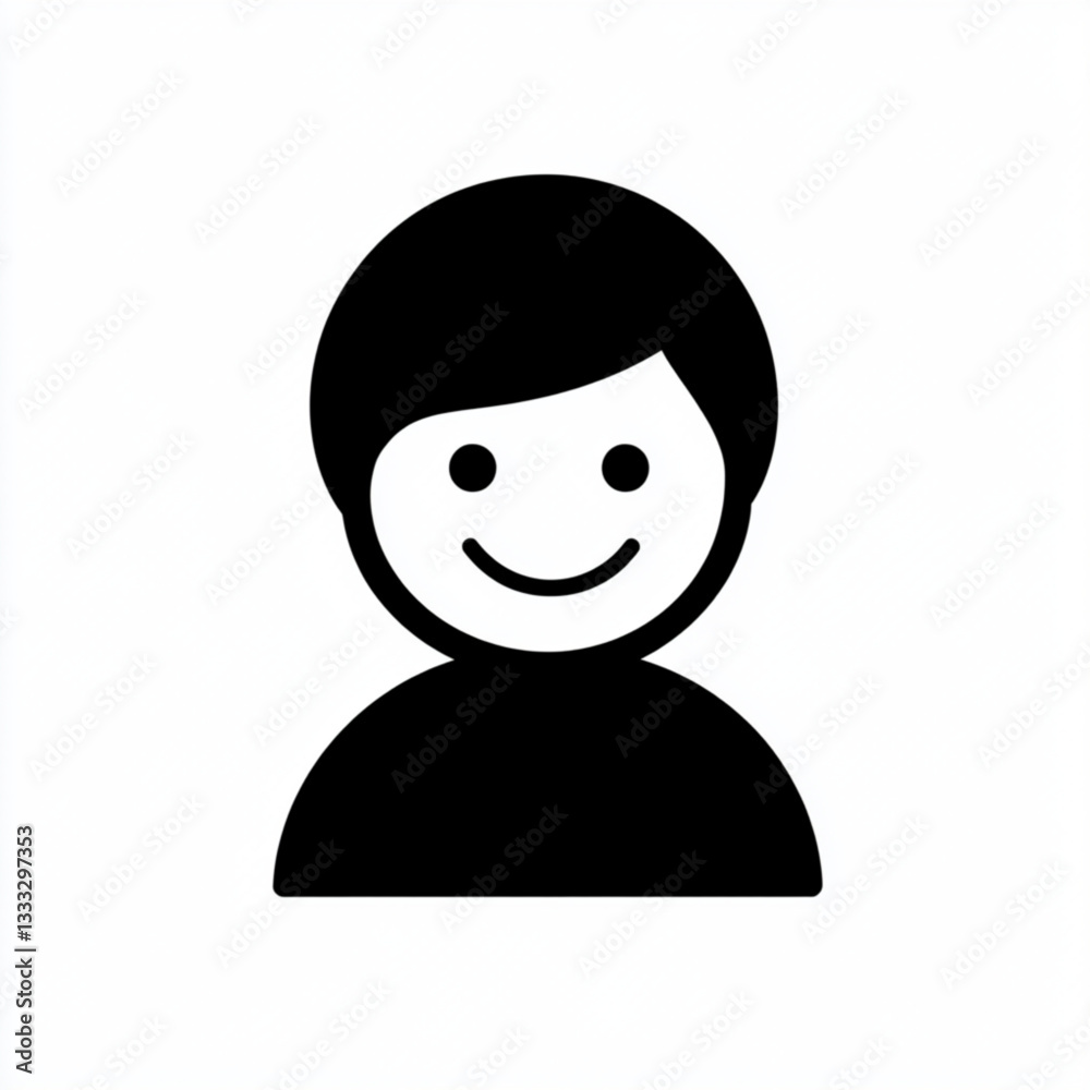 Smiling male avatar icon in black and white flat design style Smiling male avatar icon in black and white flat design style