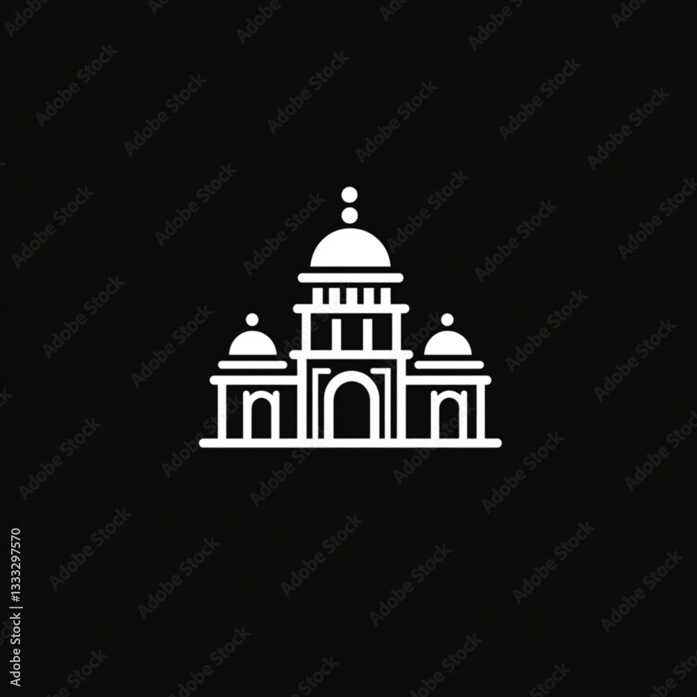 Simple courthouse or state capitol icon in white isolated on dark background Simple courthouse or state capitol icon in white isolated on dark background
