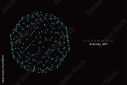 futuristic abstract digital cyan wave line art, dynamic 3d terrain mesh with particle grid, technology wireframe landscape, cyber data flow visualization for modern sci-fi background creative design