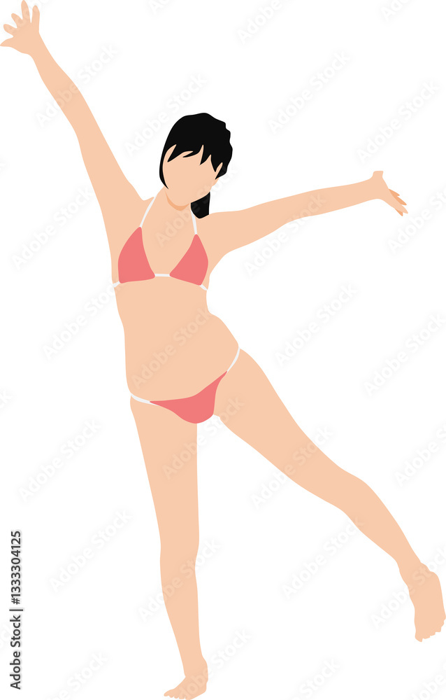 ポーズをとる水着を着た女性のイラスト ポーズをとる水着を着た女性のイラスト