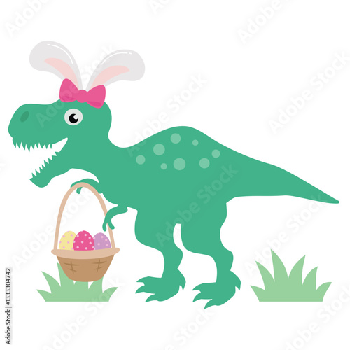 Easter dinosaur  vector cartoon illustration