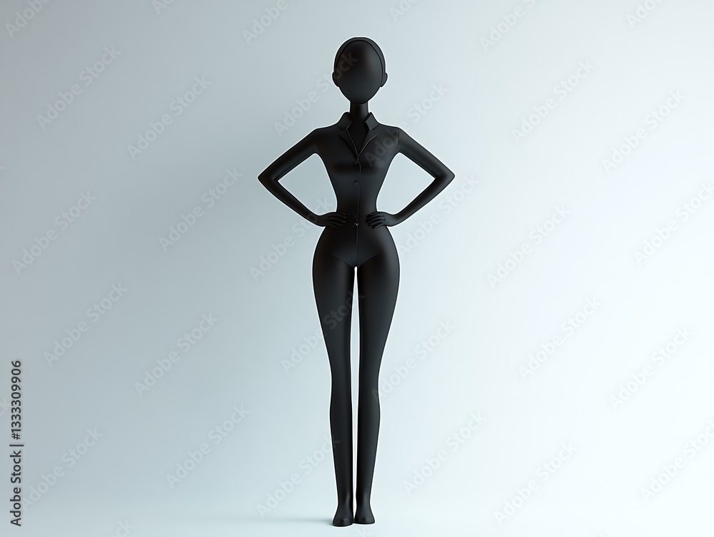 Artistic black figurine displayed in minimalist studio setting Artistic black figurine displayed in minimalist studio setting