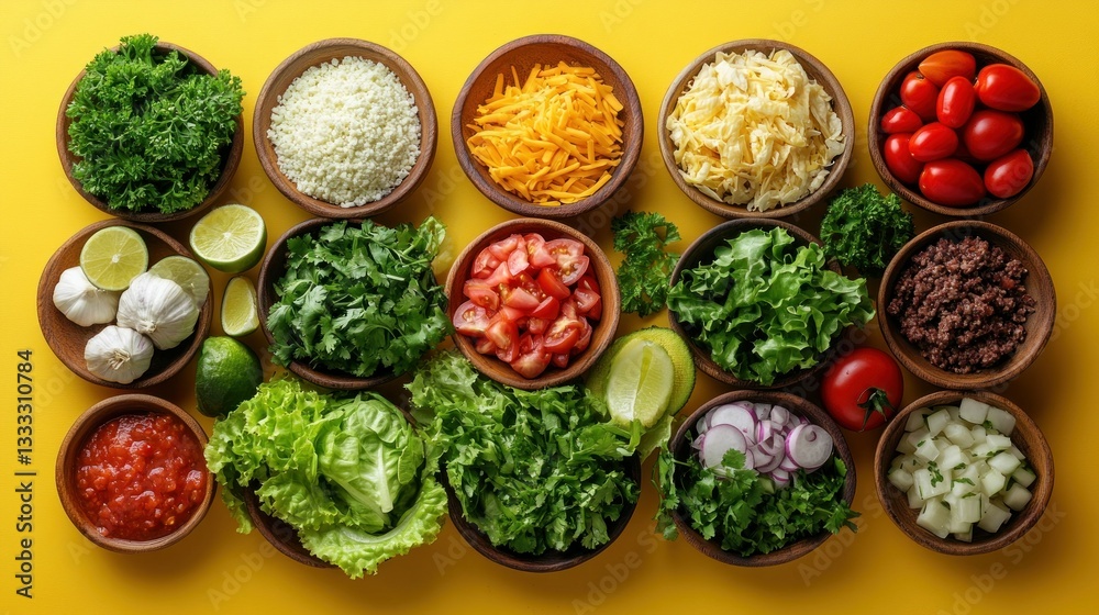 Diverse Taco Bar Ingredients Diverse Taco Bar Ingredients