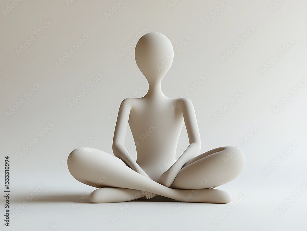 Meditative figure in minimalist setting artistic sculpture calm environment Meditative figure in minimalist setting artistic sculpture calm environment