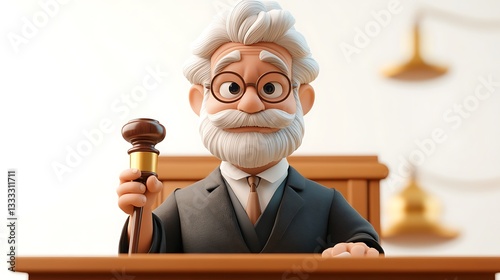 Obraz na płótnie Legal proceedings featuring animated judge courtroom 3d art professional setting w salonie