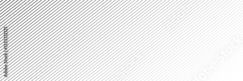 Slant line halftone gradation texture. Fading diagonal stripe gradient background. Black oblique pattern backdrop. Vanishing thin parallel line wallpaper for overlay