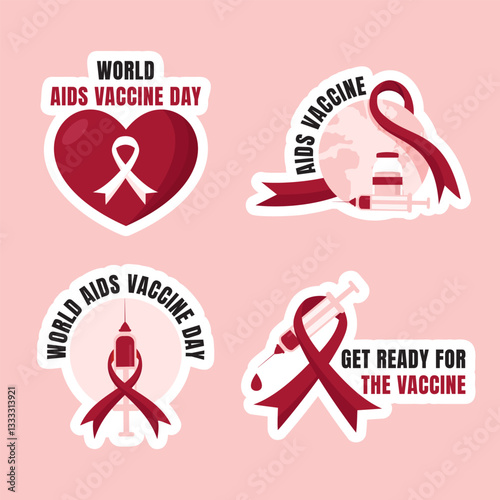 World AIDS Vaccine Day Cartoon Style Social Media Label Illustration