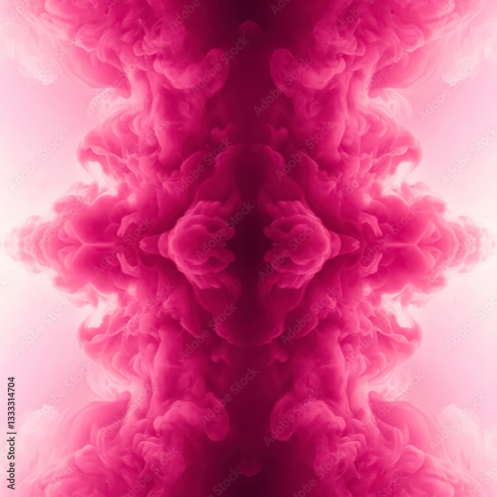Fototapeta premium Abstract pink ink cloud, swirling in water. Bold color explosion, dynamic smoke effect, artistic background.