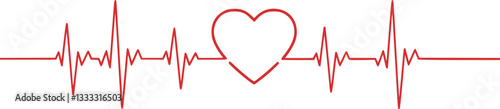 Concept heartbeat pulse with heart outline style with editable stroke vector illustration isolated
