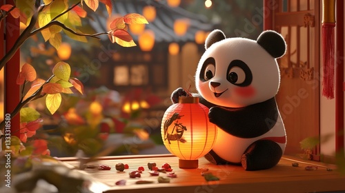 Art Cartoon Panda Moment Festival Lantern Mid-autumn