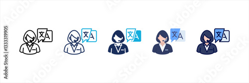 Translator Multi Style Icon Set