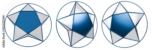 Bilde på lerret various angle of blue star, khmer new year element isolated