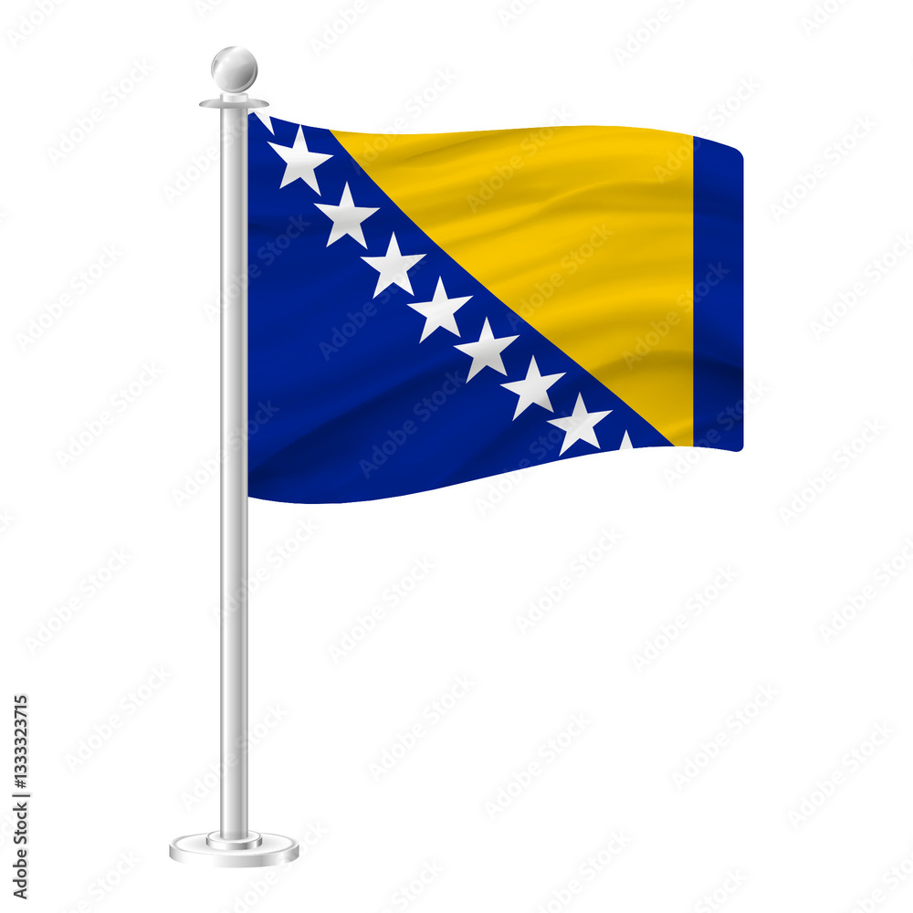 3d render flag of Bosnia, transparent background 3d render flag of Bosnia, transparent background