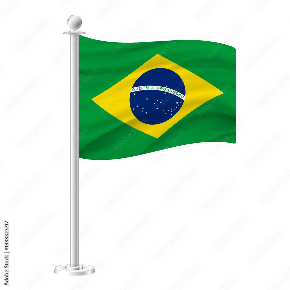 Fototapeta premium 3d render flag of Brazil, transparent background