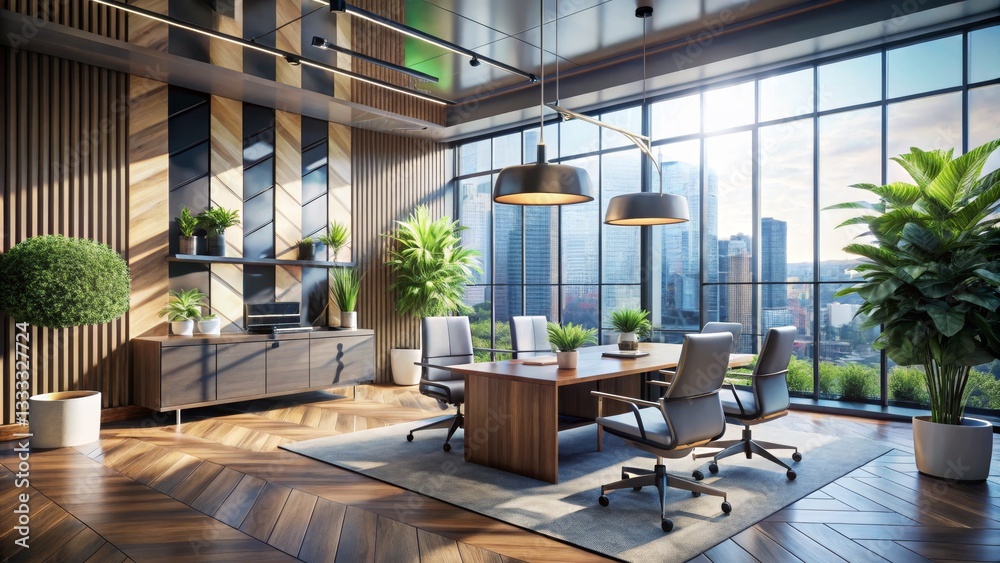 Fototapeta premium Modern Conference Room with City View