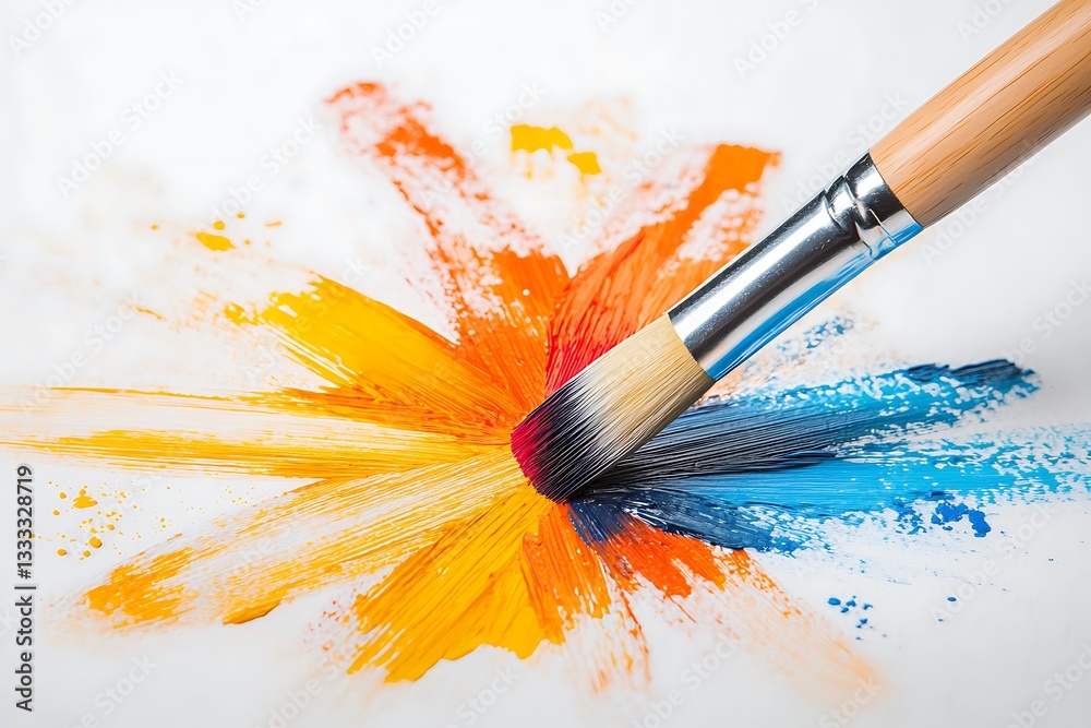 Obraz premium Paintbrush strokes for vibrant colors, art creation.